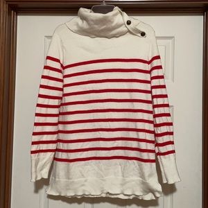 Nautical Red and White Striped Cowl Sweater